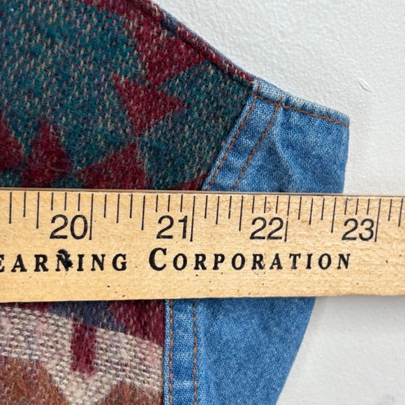 VTG 90s Arizona Jean Southwestern Denim Vest L Tapestry Western Aztec Boho Rodeo - Picture 7 of 8
